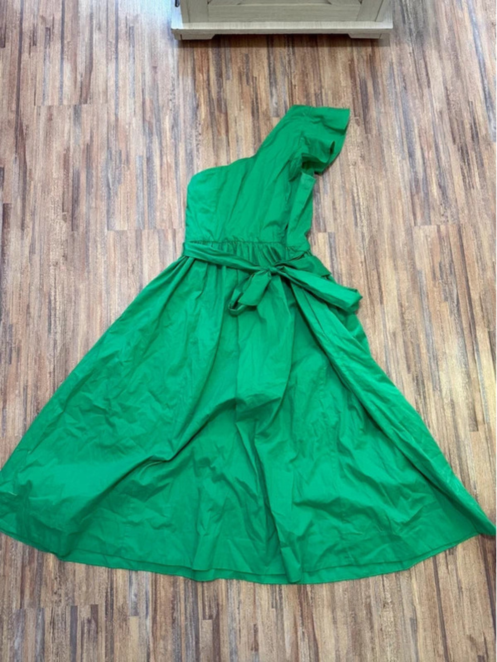 j crew one shoulder midi dress green size 8 with pockets - Picture 2 of 4